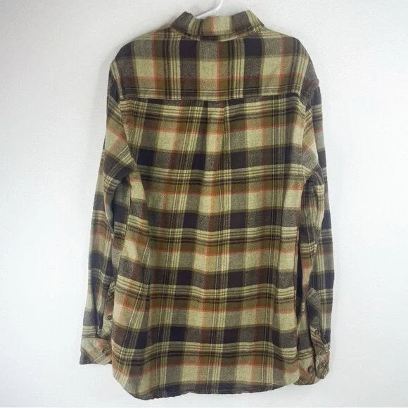 O’NEILL Boys Kids Brown and Orange Accent Plaid Pattern Flannel Button Up Size M - Picture 3 of 5
